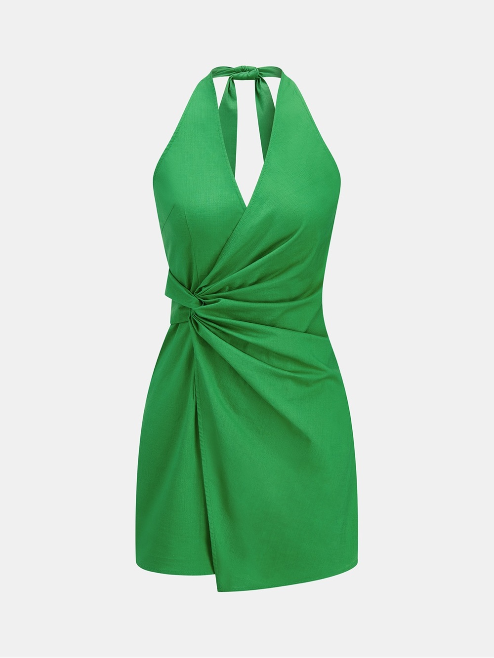 Commense Emerald Green Halter Neck Mini Dress